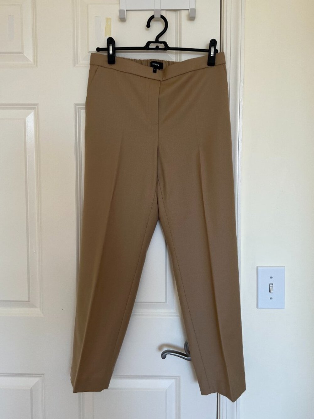 Theory Treeca Pull-On Pant Sleek Flannel Camel 100% Virgin Wool Cropped Size 6